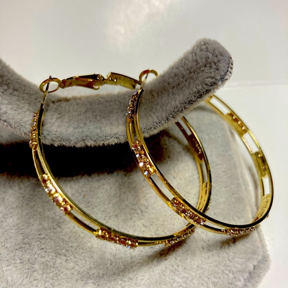 π Gold Plated Hoop Earrings - Picture 4 of 6